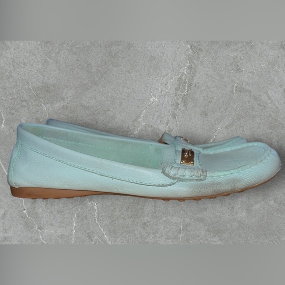 COACH LOAFERS Fredrica Pebble Grain Leather Flats Shoes Mint Green 8 - Picture 5 of 5